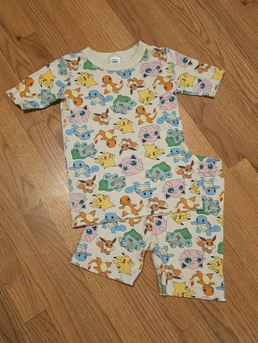 Hanna Andersson Beige Pokeman Short John Pajama Set Size 140 - Picture 2 of 13